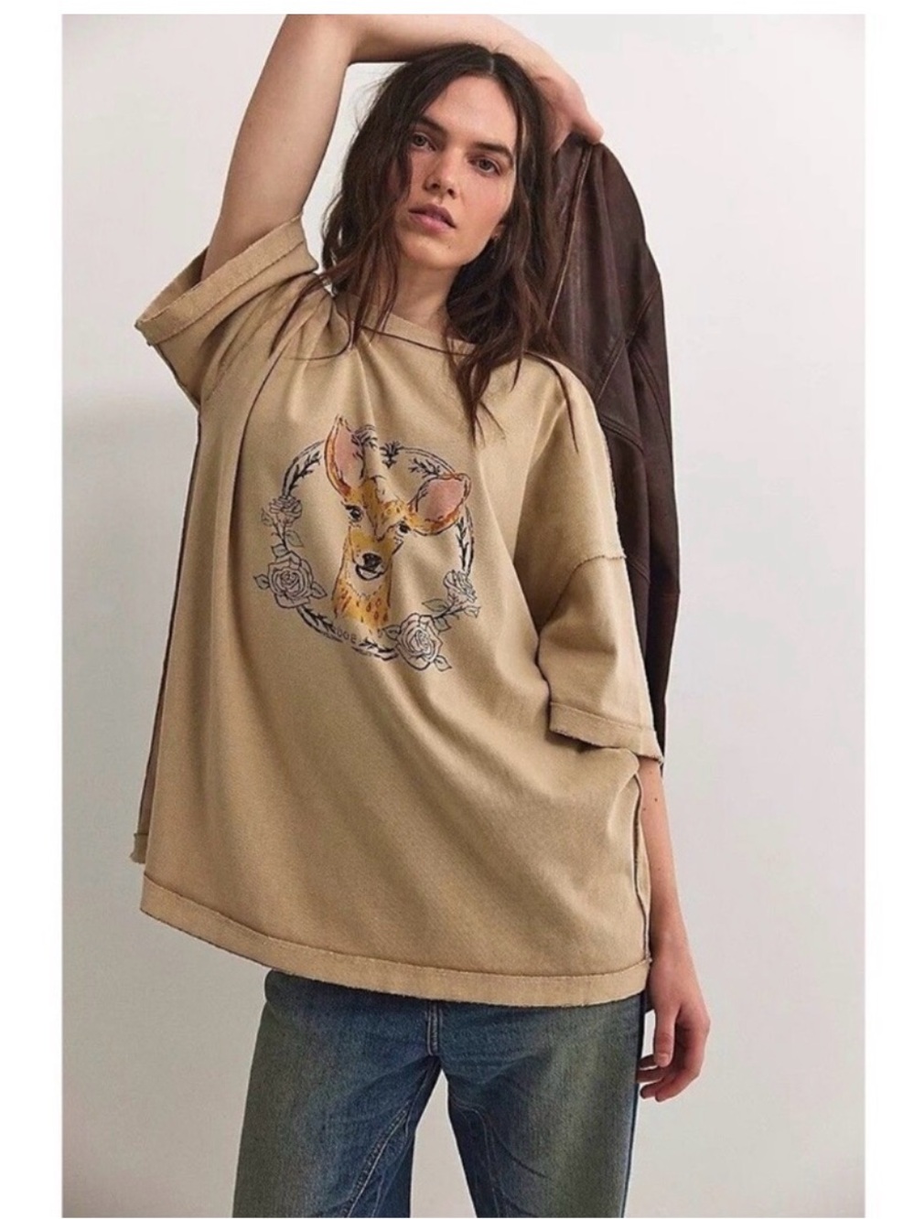 Free People Farm Friends Tee Doe Size S